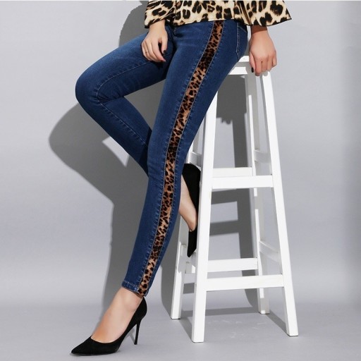 Jeans da donna con striscia leopardata
