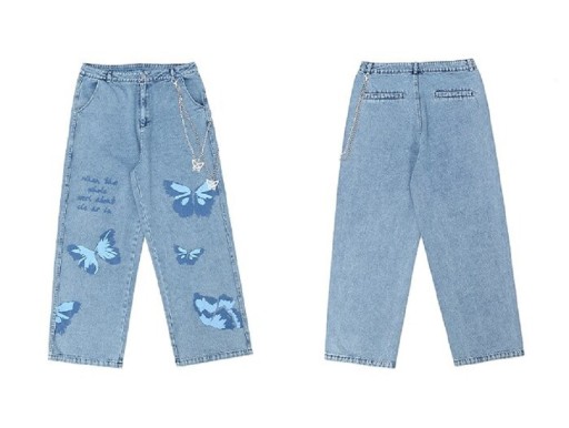 Jeans med sommerfugle