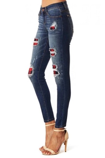 Jeans strappati da donna con fodera