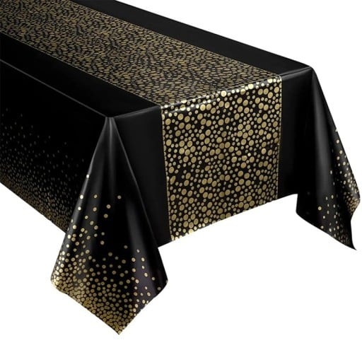 Jednorazowy obrus 137x247 cm z małymi kropeczkami PEVA wzmocniony wodoodporny obrus PVC na stół wodoodporny dekoracje ślubne urodziny