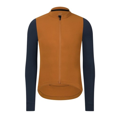 Jersey ciclista deportivo de manga larga con cremallera para climas fríos, con 3 bolsillos traseros y 1 lateral, naranja-azul unisex