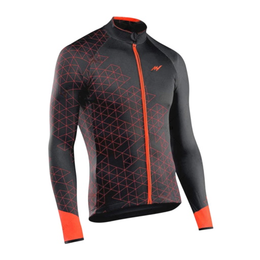 Jersey de ciclismo para hombre con manga larga y patrón geométrico para bicicleta y deporte en clima frío