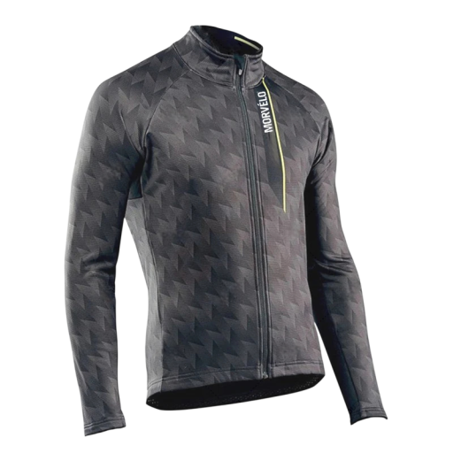 Jersey de ciclismo para hombre con mangas largas y diseño geométrico para bicicleta y deporte en clima fresco