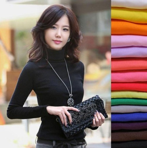 Jersey de cuello alto para mujer en varios colores.