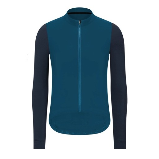 Jersey deportivo de ciclismo con manga larga y cremallera para épocas más frías, con 3 bolsillos traseros y 1 lateral, turquesa-azul unisex