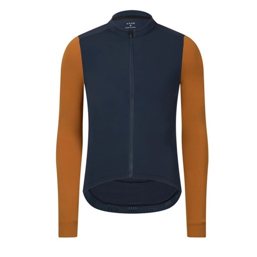 Jersey deportivo de ciclismo de manga larga con cremallera para épocas más frías, con 3 bolsillos traseros y 1 lateral, azul-naranja unisex