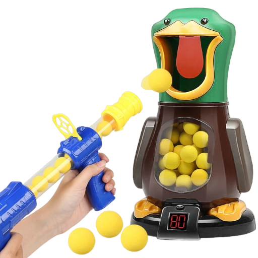 Jeu d'enfants de tir sur canard Tir sur cible en forme de canard avec pistolet à billes Canard affamé