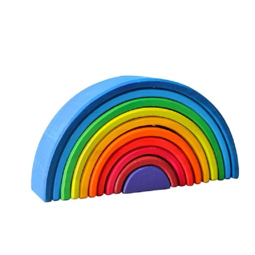 Jeu de construction en bois arc-en-ciel