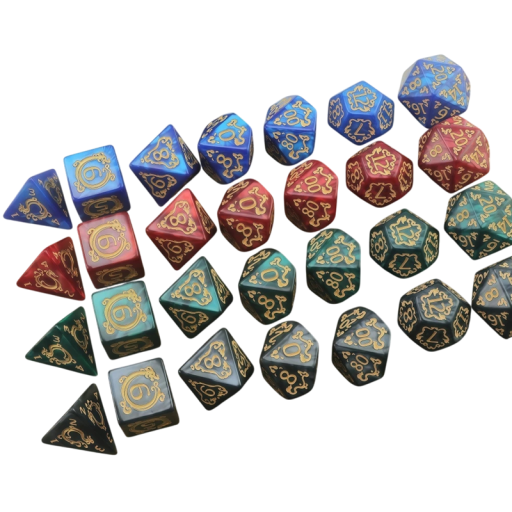 Jeu de dés 7 pcs Polyédriques Acryliques Fantasy ensemble avec effet marbré pour jeux de société Donjons et Dragons jeu de rôle et jeux de héros