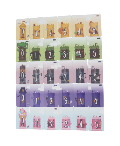 Jeu de société 5 tours pour 2-6 joueurs Amusement stratégique rapide en cartes pour enfants et adultes avec des détails mignons.