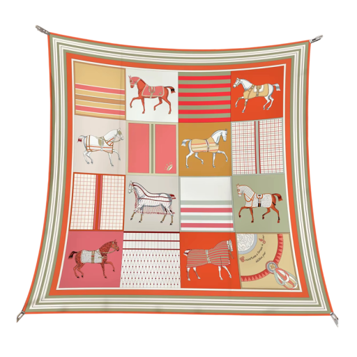 Jeu géométrique de carrés écharpe carrée tendance mode femme écharpe multifonctionnelle pour la tête le cou et le corps accessoire stylé