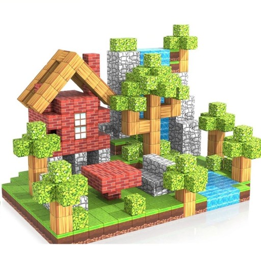 Jeux de construction pour enfants Blocs magnétiques de différentes couleurs 100 pcs Blocs magnétiques créatifs Jeux de construction pour le développement de la motricité et de la créativité Âge 3+