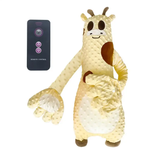 Jirafa durmiente de peluche para niños pequeños 60 x 23 cm Juguete anticaída de la cama Función de golpeteo Control remoto Algodón perlado