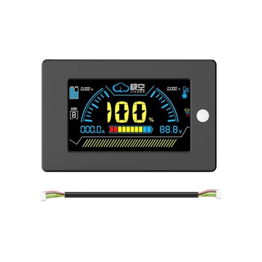 JKBMS 3,2 palce LCD displej pro smart BMS monitorování SOC napětí i proudu 100 x 62 x 12 mm kabel 500 mm černý pro solární úložiště