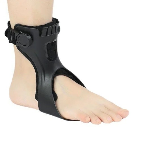 Jobb oldali bokarögzítő, a láb rögzítése és támogatása, állítható csat, S méret, nylon és poliészter, fekete, a boka stabilizálására