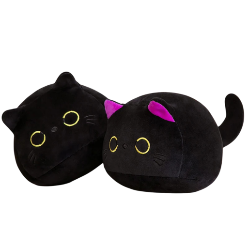 Jolie peluche noire en forme de chat 15 cm Peluche rembourrée avec des oreilles Porte-clés Talisman câlin Décoration de sac Peluche pour enfants et adultes