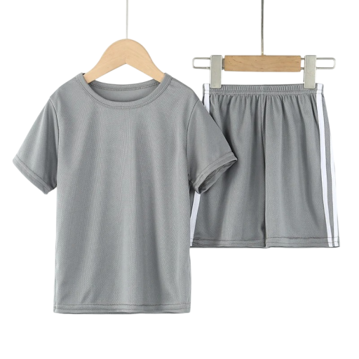 Jongens sportset t-shirt en shorts met elastische tailleband O-hals lichte zomerset voor actieve kinderen