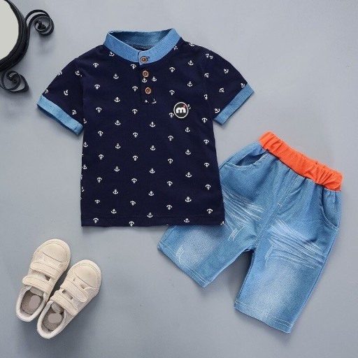 Jongens T-shirt en denim shorts L1566
