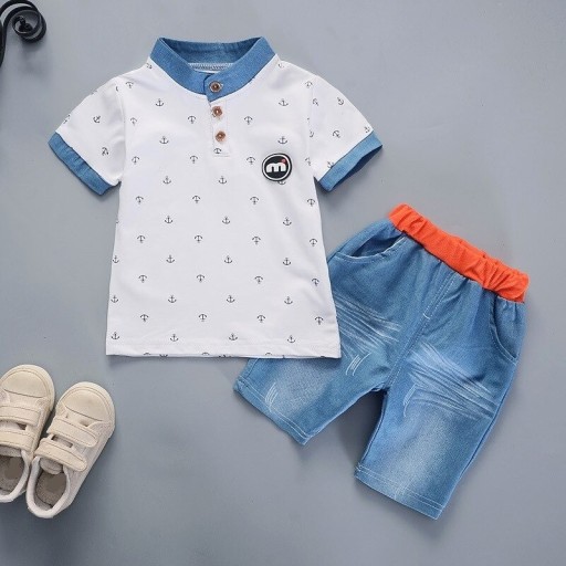 Jongens T-shirt en denim shorts L1566