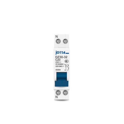 JOTTA DPN 1P+N Mini-Schutzschalter MCB 20A 230V 78x19mm Haushaltsluftschalter Überlast- und Kurzschlussschutz Kompaktes Design für DIN-Schiene