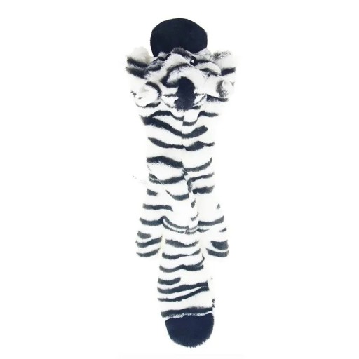Jouet en peluche amusant en forme de zèbre sans rembourrage. Sifflet dans la tête et la queue, matériau résistant et peluche douce assurent un divertissement interactif pour les chiens.