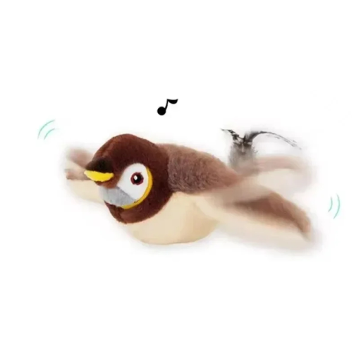 Jouet en peluche interactif pour chats de 24 cm avec activation tactile, bruit de piaillement et Catnip, jouet USB de chasse aux oiseaux