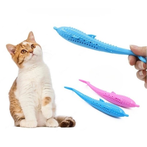 Jouet en silicone pour chats 17,4 x 2,7 cm Forme de poisson avec picots de massage Jouet interactif à mâcher pour chats