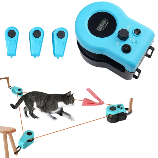 Jouet interactif de chasse pour chats Ensemble de 4 appareils rotatifs avec corde et appât Jouet interactif pour l'exercice des chats