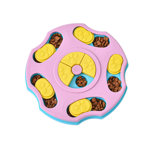 Jouet logique interactif pour chiens et chats puzzle rond pour friandises alimentation lente contre le surpoids différentes couleurs