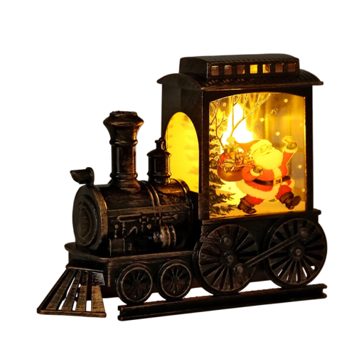 Joulun LED-lyhty junan muodossa Joulupukin kanssa 13,4×5×11 cm Vintage koriste paristokäyttöinen Valoisa koriste joulutunnelmaan