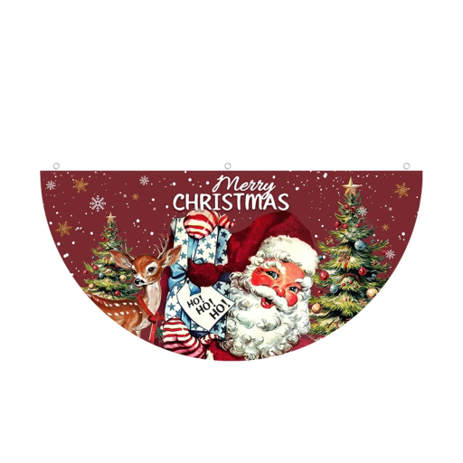 Joulun puolikaaren muotoinen lippubanneri 90 x 45 cm Punainen Joulupukin kanssa Kestävä ulkokoriste talolle Ikkunalle Terassille Puutarhaan Julkisivulle