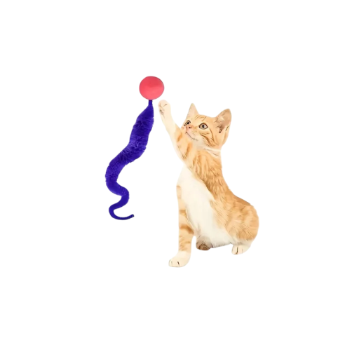 Jucărie pisică colorată 23 cm Minge cu omida Jucărie distractivă pentru pisică Jucărie creativă pentru joacă și vânătoare Jucărie stimulatoare pentru pisică
