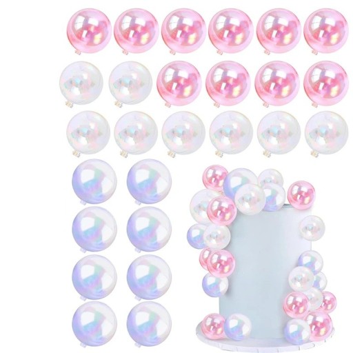 Juego de 10 bolas de 5 cm. Decoración colorida para tartas. Adornos redondos de plástico para tartas festivas y de cumpleaños.