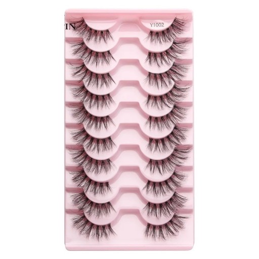 Juego de 10 pares de pestañas postizas Pestañas postizas de media longitud Juego de extensiones de pestañas Pestañas postizas de aspecto natural