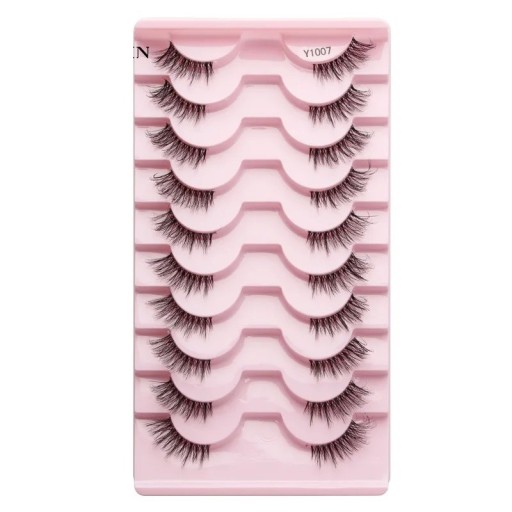 Juego de 10 pares de pestañas postizas Pestañas postizas de media longitud Juego de extensiones de pestañas Pestañas postizas de aspecto natural