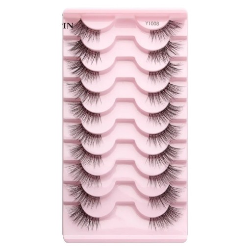 Juego de 10 pares de pestañas postizas Pestañas postizas de media longitud Juego de extensiones de pestañas Pestañas postizas de aspecto natural