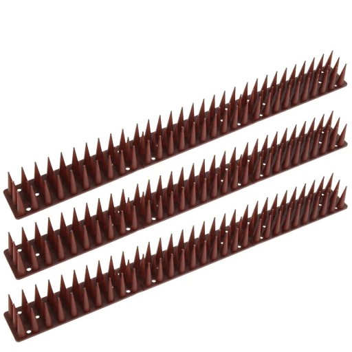 Juego de 12 pinchos de plástico marrón para pájaros de 43 cm. Repelente de palomas y plagas. Protección para jardín y balcón.