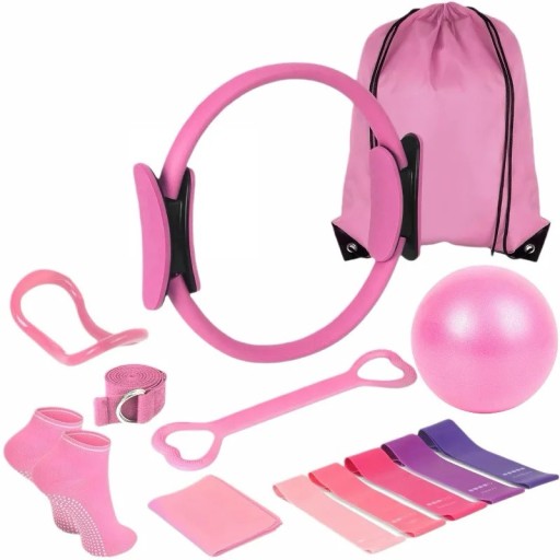 Juego de 13 piezas para practicar yoga y círculo de fitness de 30,48 cm bandas de resistencia balón y accesorios para flexibilidad y tonificación en casa