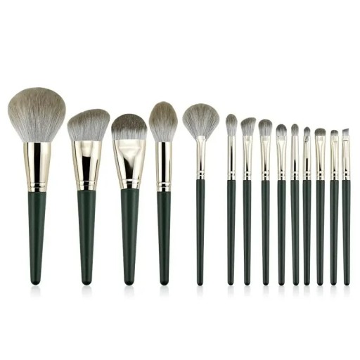 Juego de 14 brochas de maquillaje con fibras suaves para sombras de ojos, base, polvos, rubor y difuminado. Herramientas de maquillaje cosmético.