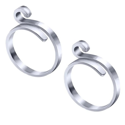 Juego de 2 anillos de hilo de crochet plateados, portahilos ajustable para dedo, dedal de metal para coser, tejer a crochet y tejer.