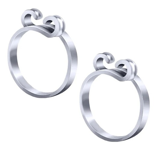 Juego de 2 anillos de hilo de crochet plateados, soporte ajustable para hilo y dedo, herramienta de costura para tejer y hacer crochet.