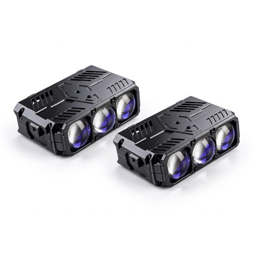 Juego de 2 unidades de rampas de luz LED 450 W 3000 K Tres lentes de proyector Dimensiones 11,4 x 7,4 x 3,3 cm Luz amarilla Para parachoques de automóvil