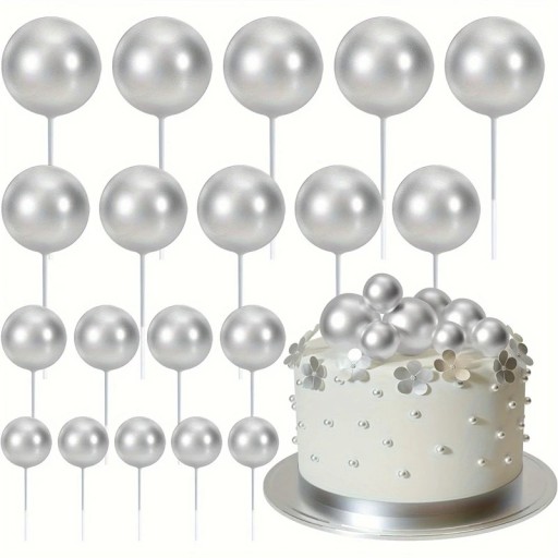 Juego de 20 bolas de espuma para decorar tartas, bolas de colores, para cumpleaños y celebraciones, divertidas decoraciones para dulces.