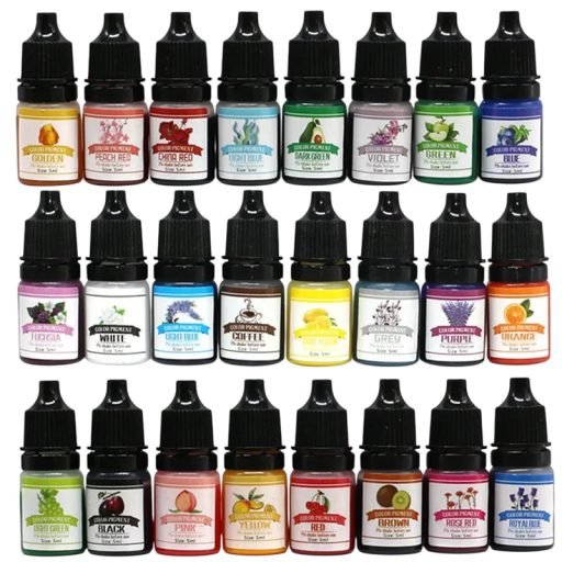 Juego de 24 pigmentos líquidos de 10 ml para teñir resina epoxi, jabón, velas, bricolaje, esencia de color, colores concentrados, manualidades.