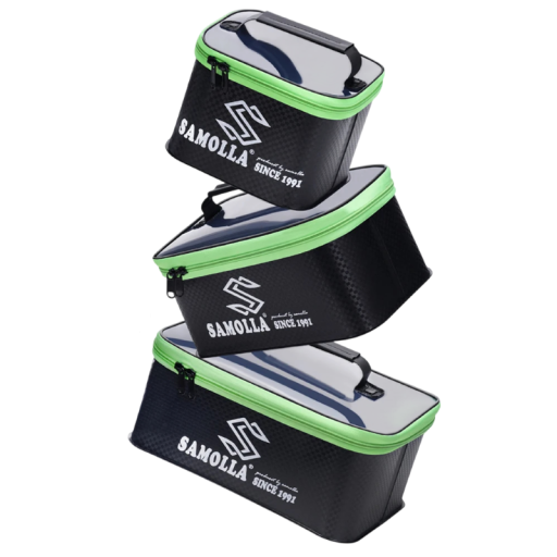 Juego de 3× caja de pesca EVA impermeable, cubo de almacenamiento plegable, estuche flotante para equipo y peces vivos con tapa y cremallera