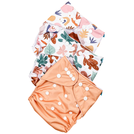 Juego de 3 pañales de tela lavables con bolsillo Capa impermeable de PUL Interior de ante Pañales ecológicos Reutilizables 3–15 kg
