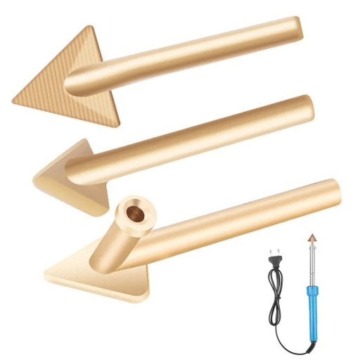 Juego de 3 puntas de latón para reparación de plástico Accesorios triangulares para calentar y sellar superficies Diseñado para soldadores de plástico