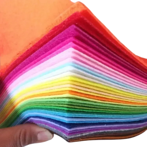 Juego de 40 cuadrados de fieltro suave de colores, 10 x 10 cm, 1 mm de grosor, 30 % lana, 70 % viscosa, hechos a mano, para costura y decoración.