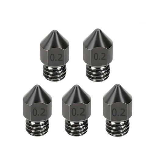 Juego de 5 piezas de boquillas de acero templado de 0,2 mm M6 para filamento de 1,75 mm Boquilla fina para impresión 3D detallada Boquillas