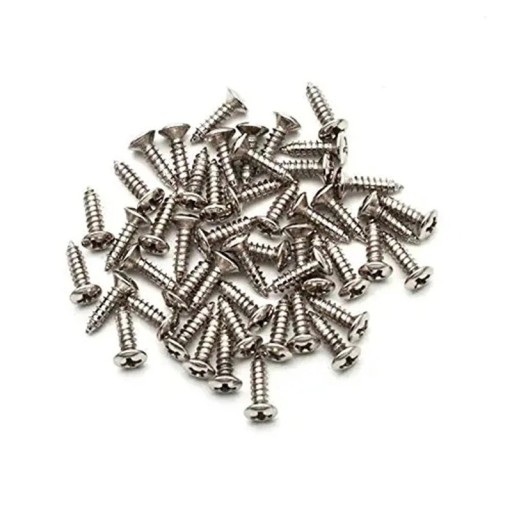 Juego de 50 tornillos de 3 x 12 mm para guitarra eléctrica, repuestos de guitarra de color neutro.